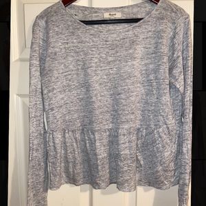 Madewell linen peplum long sleeve